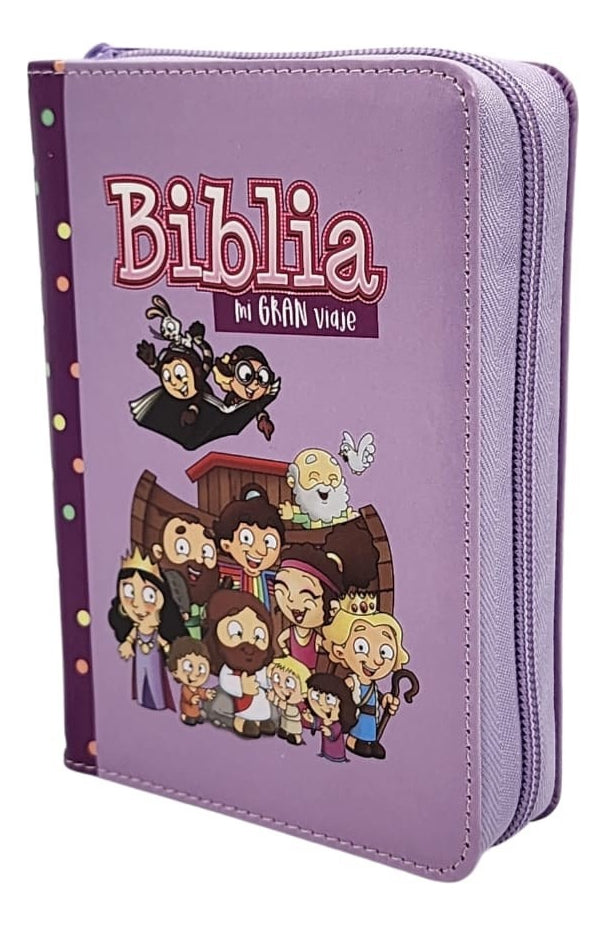 Biblia Reina valera 1960 Mi Gran Viaje Lila Con Cierre niños