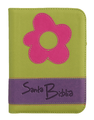 Biblia Reina Valera 1960 – 046 – Con Concordancia – Letra 9 pts – 12,5x17 cm – Palabras de Jesús en Rojo – Cierre – Flor Verde/Lila
