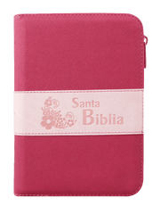 Biblia Reina Valera 1960 – 046 – Con Concordancia – Letra 9 pts – 12,5x17 cm – Palabras de Jesús en Rojo – Cierre – Fucsia/Rosa