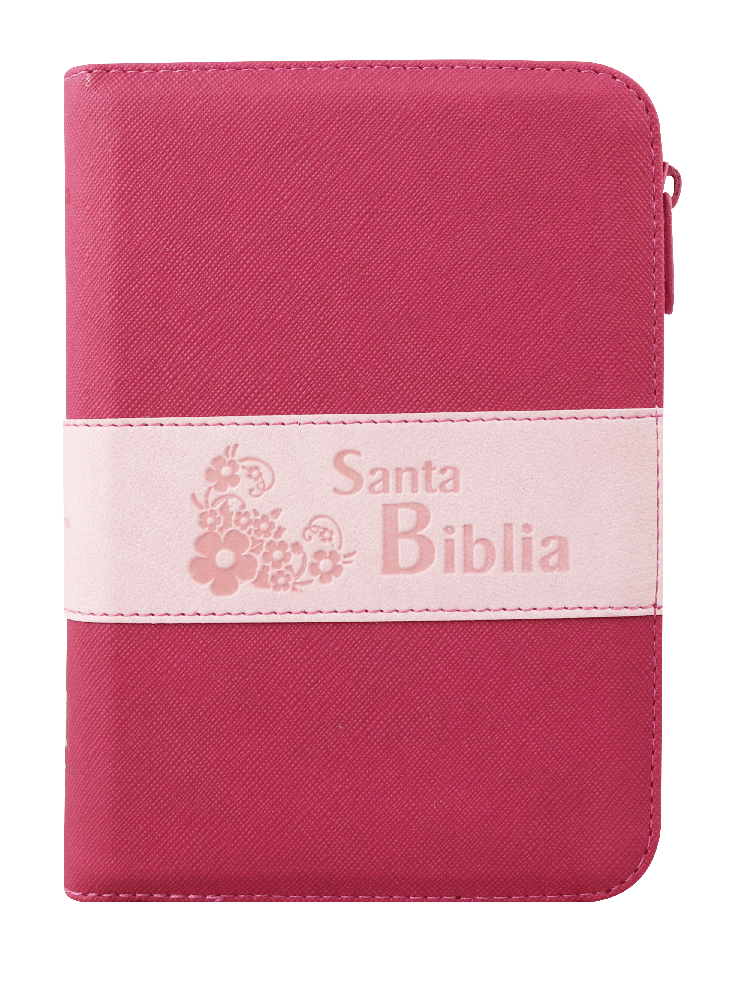 Biblia Reina Valera 1960 – 046 – Con Concordancia – Letra 9 pts – 12,5x17 cm – Palabras de Jesús en Rojo – Cierre – Fucsia/Rosa