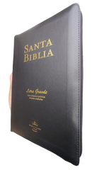 Biblia Reina Valera 1960 Letra Grande Concordancia Cierre Tapa Fina PU Negro Palabras de Jesús en Cursiva